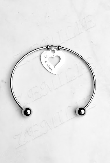 Wholesalers Z. Emilie - "Je t'aime" steel bracelet