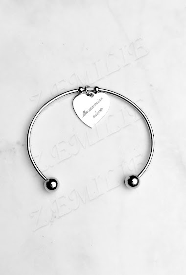 Wholesaler Z. Emilie - "ma marraine adorée" message steel bracelet