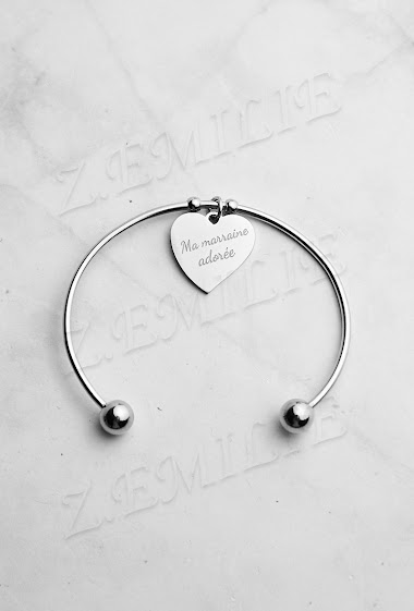 Wholesaler Z. Emilie - "Ma marraine adorée" message steel bracelet