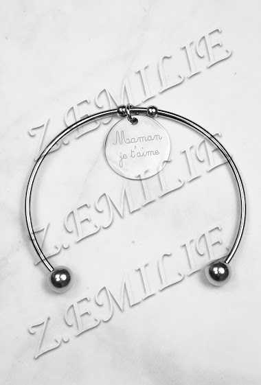 Wholesaler Z. Emilie - "maman je t'aime" messgae steel bracelet