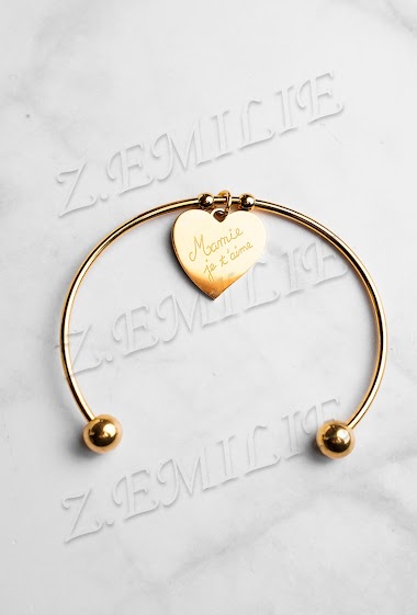 Wholesaler Z. Emilie - "mamie je t'aime" message steel bracelet