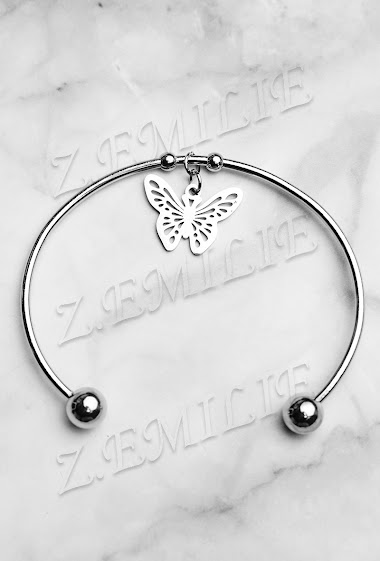 Grossiste Z. Emilie - Bracelet acier jonc papillon