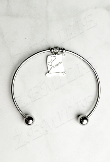 Wholesaler Z. Emilie - Steel bracelet with parchment bangle “I love you”