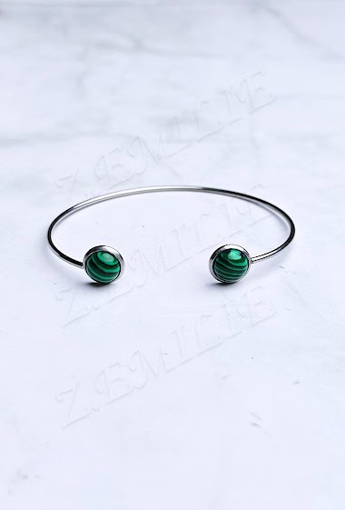 Großhändler Z. Emilie - Malachite stone steel bracelet