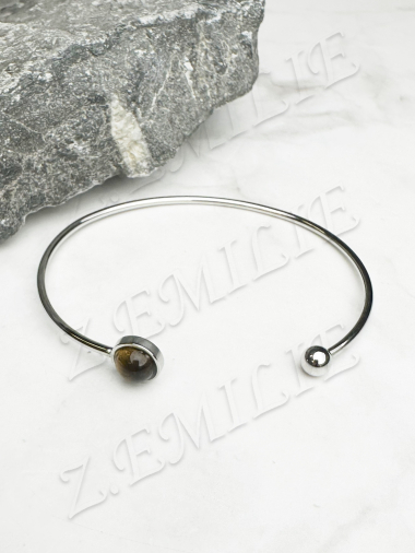 Wholesaler Z. Emilie - Steel bracelet with tiger's eye stone bangle