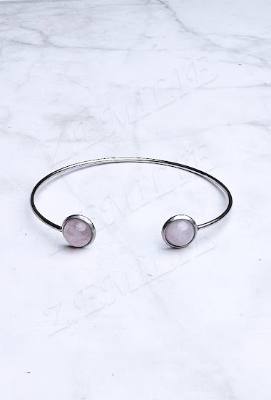 Wholesaler Z. Emilie - Rose quartz stone steel bracelet