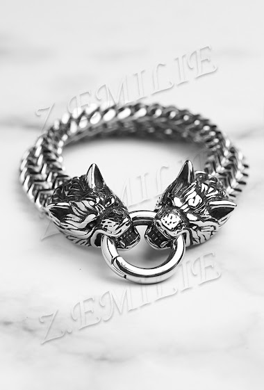 Wolf steel bracelet