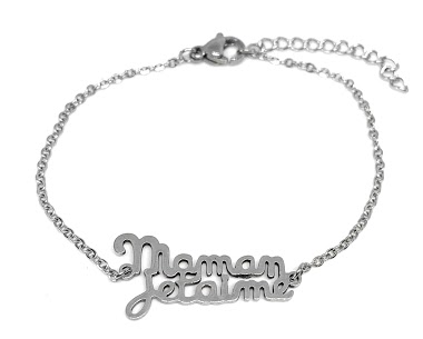 Mayorista Z. Emilie - "Maman je t'aime" steel bracelet