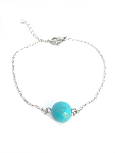 Großhändler Z. Emilie - Stone turquoise steel bracelet
