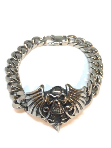 Wholesaler Z. Emilie - Skull with wings steel bracelet