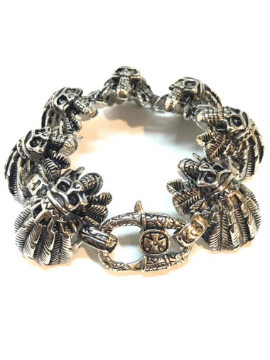Großhändler Z. Emilie - Skull Indian steel bracelet