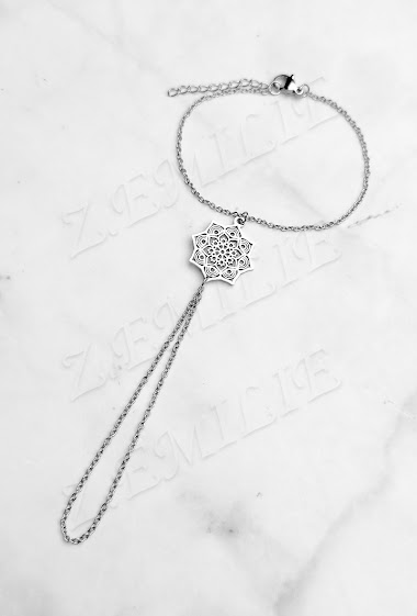 Mayorista Z. Emilie - Mandala flower steel ring bracelet