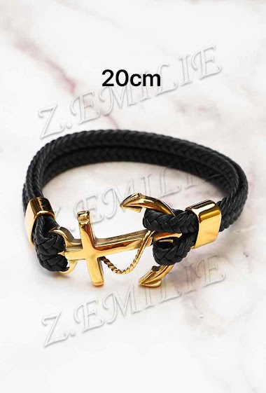 Wholesalers Z. Emilie - Marine anchor leather bracelet