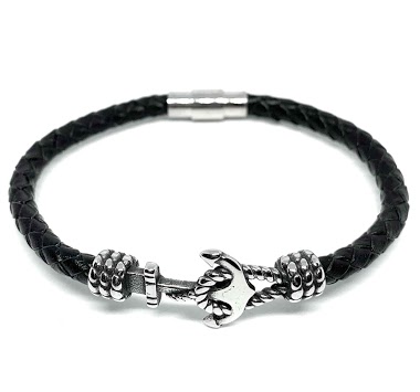 Wholesaler Z. Emilie - Marine anchor leather bracelet