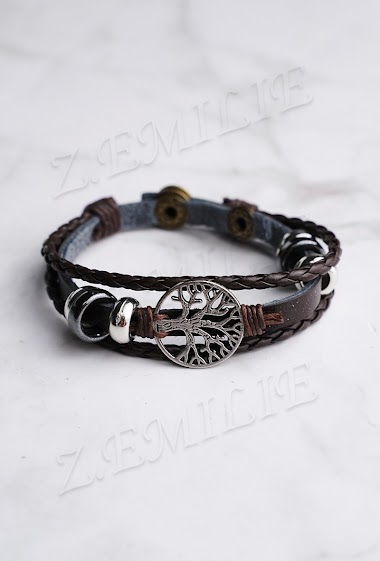 Wholesalers Z. Emilie - Tree of life leather bracelet