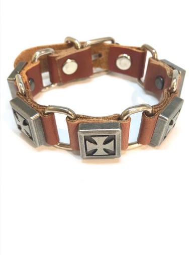 Großhändler Z. Emilie - Maltese cross leather bracelet