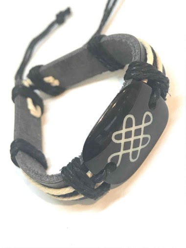 Grossiste Z. Emilie - Bracelet cuir motif noeud chinois