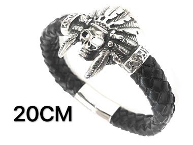 Großhändler Z. Emilie - Indian skull leather bracelet
