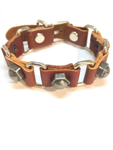 Wholesaler Z. Emilie - Screw head leather bracelet