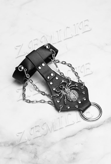 Grossiste Z. Emilie - Bracelet cuir punk araignée