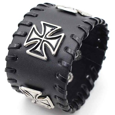 Wholesaler Z. Emilie - Maltese cross leather bracelet
