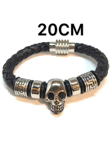 Wholesaler Z. Emilie - Steel skull leather bracelet