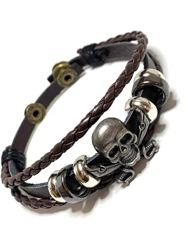 Großhändler Z. Emilie - Skull leather bracelet