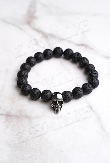 Wholesalers Z. Emilie - Stone bracelet 10mm with skull
