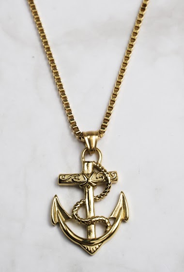 Wholesalers Z. Emilie - Marine anchor steel necklace