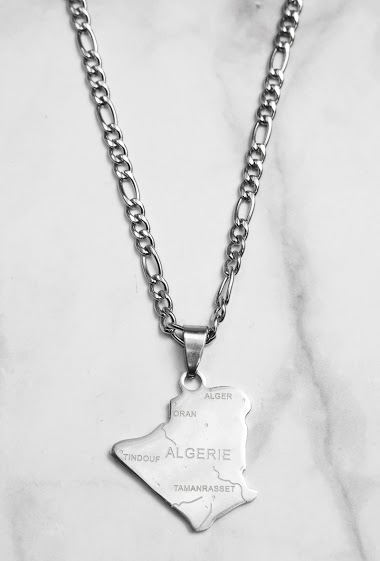 Wholesaler Z. Emilie - Map Algeria steel necklace
