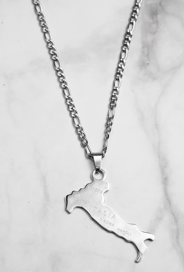 Großhändler Z. Emilie - Map Italy steel necklace