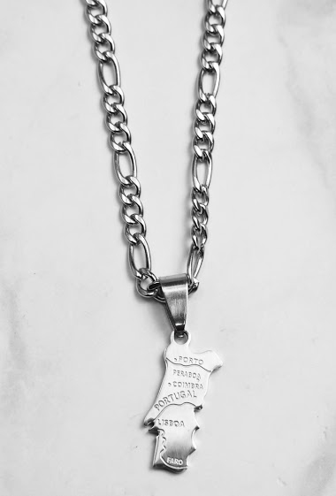 Großhändler Z. Emilie - Map Portugal steel necklace