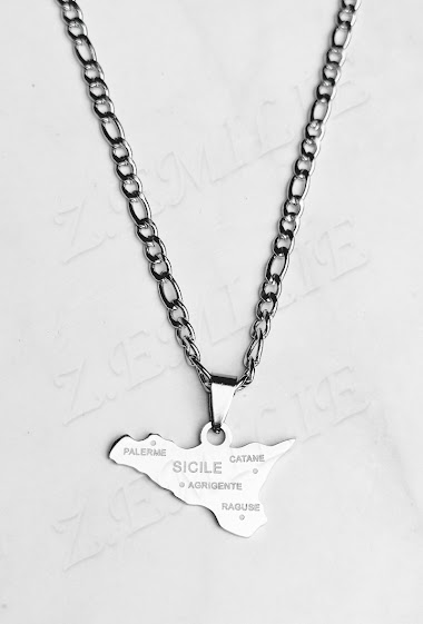 Wholesaler Z. Emilie - Map Sicily steel necklace