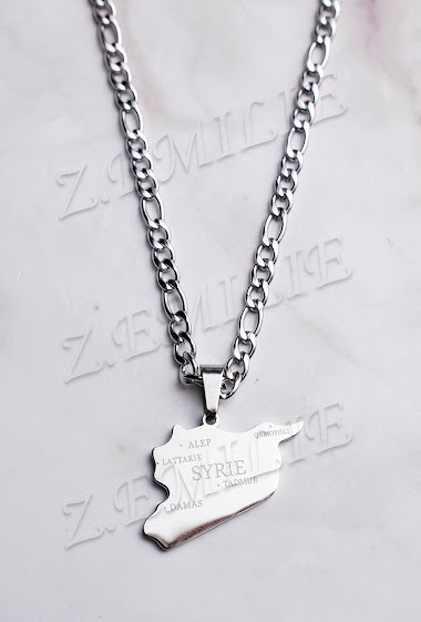 Großhändler Z. Emilie - Map Syrie steel necklace