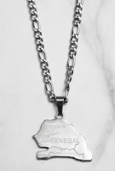 Großhändler Z. Emilie - Senegal map steel necklace