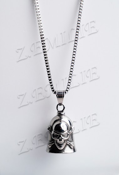 Wholesaler Z. Emilie - Bell skull steel necklace