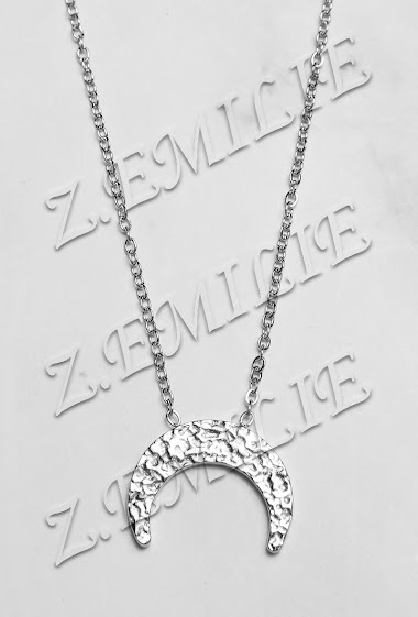 Wholesaler Z. Emilie - Hammered crescent moon steel necklace