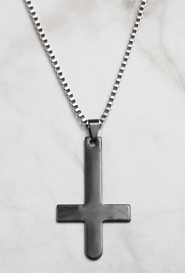 Wholesaler Z. Emilie - Cross upside down steel necklace