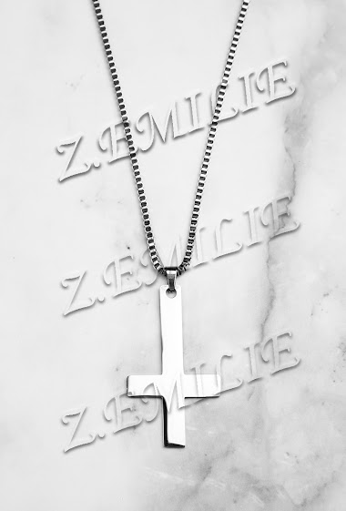 Wholesaler Z. Emilie - Upside down cross steel necklace