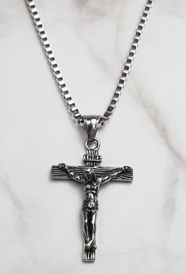 Großhändler Z. Emilie - Cross with jesus steel necklace