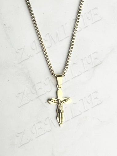 Mayorista Z. Emilie - Collar de acero con cruz de Jesús