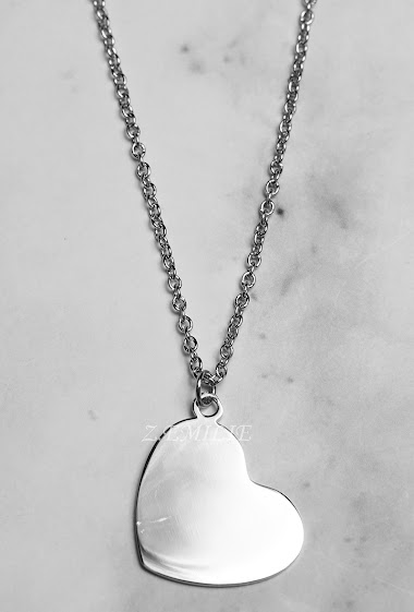 Wholesaler Z. Emilie - Heart steel necklace to engrave