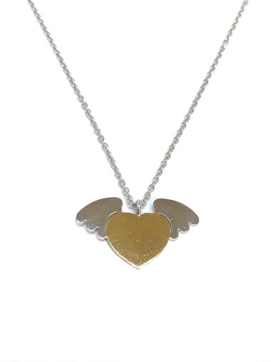Wholesaler Z. Emilie - Heart with wings steel necklace