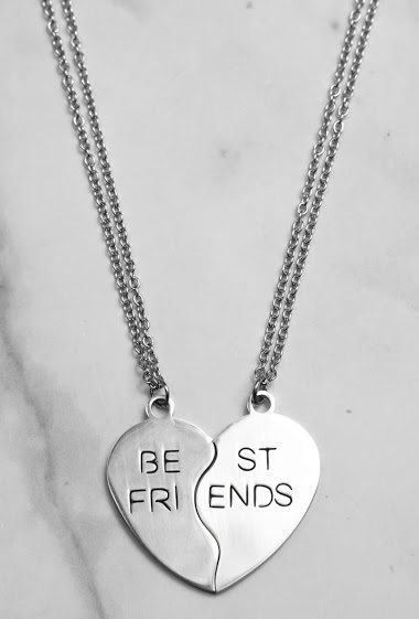 Wholesaler Z. Emilie - Heart "best friend"steel necklace