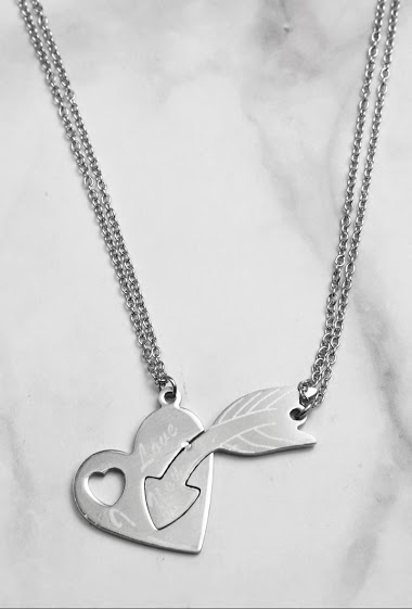 Wholesaler Z. Emilie - Heart arrow steel necklace