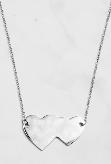 Mayorista Z. Emilie - Double heart steel to engrave necklace