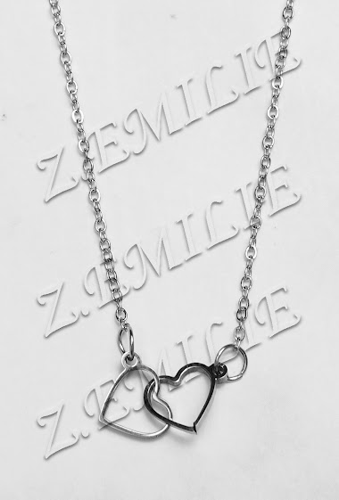 Großhändler Z. Emilie - Double heart steel necklace