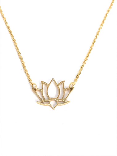 Grossiste Z. Emilie - Collier acier fleur de lotus