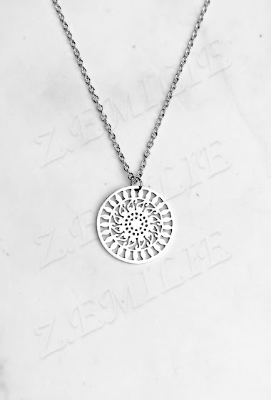 Großhändler Z. Emilie - Mandala flower steel necklace