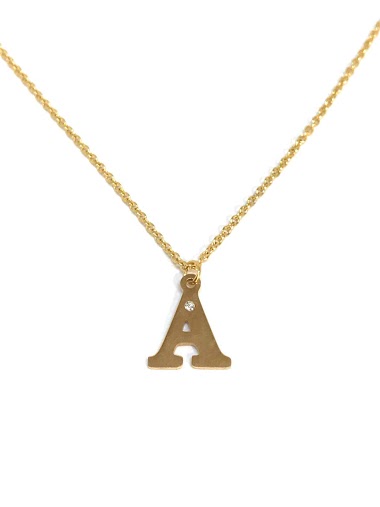 Wholesaler Z. Emilie - Initial A with strass steel necklace